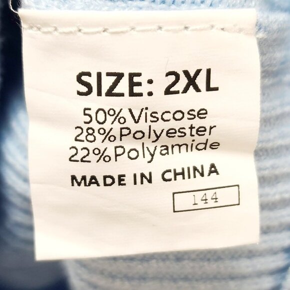 Light Blue Knitted Pullover Sweater Womens Size 2XL Ribbed Pattern Puff Sleeves - Picture 2 of 12